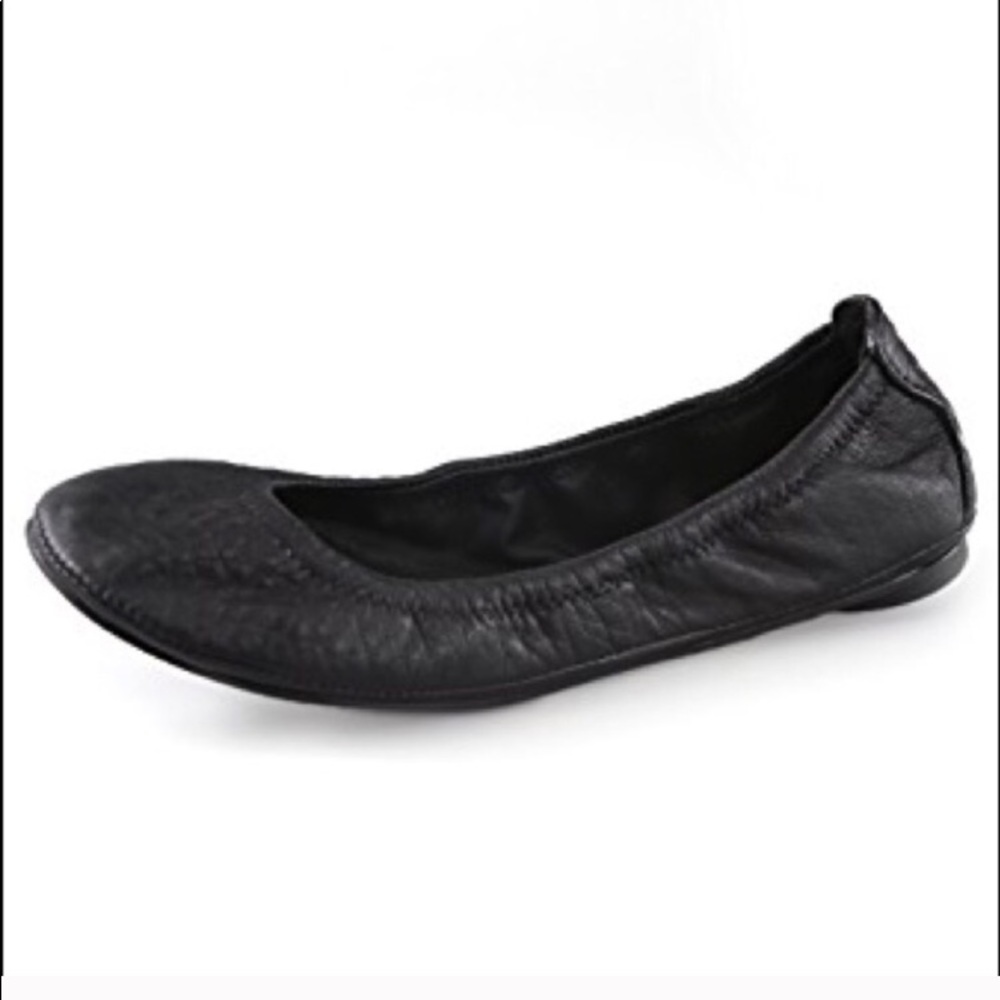 Tory Burch Black pebbled leather flats